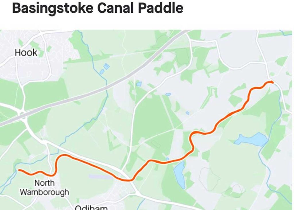 Basingstoke canal map for paddleboarding 